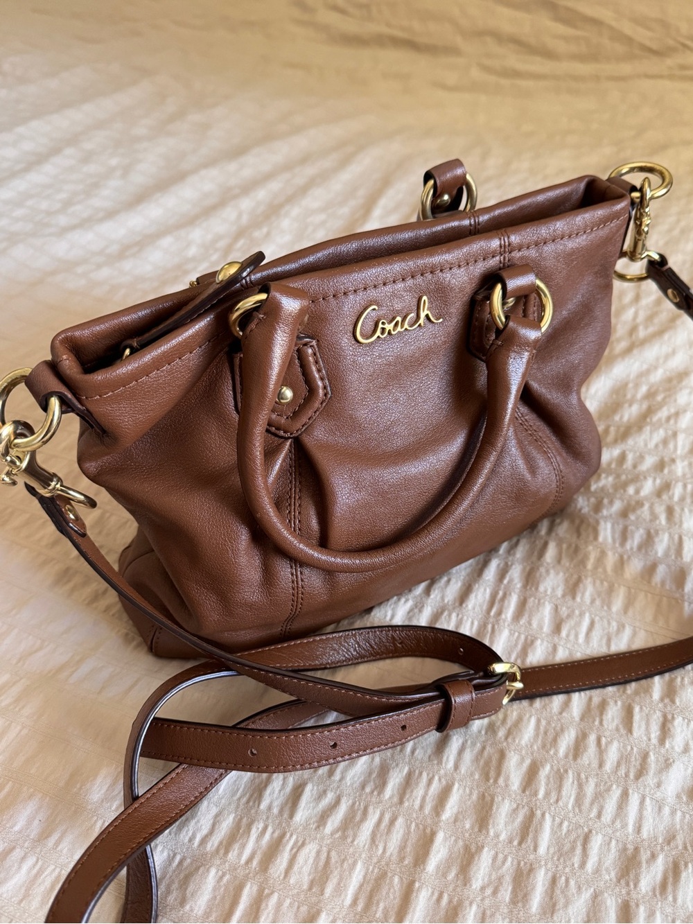 Coach Ashley Leather Mini Tote Satchel in Mahogany / Pink F20342 EUC